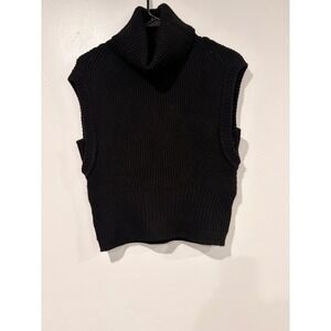 Simkhai Black Wool Cashmere Ribbed Turtleneck Sweater Vest XS